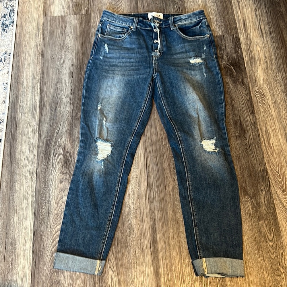 Tricot distressed jeans